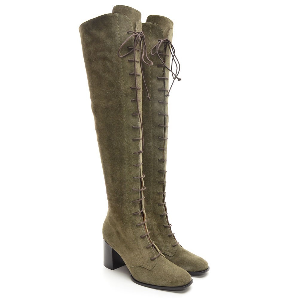 Roberto Festa Flamand Olive Over The Knee Boots 38 New